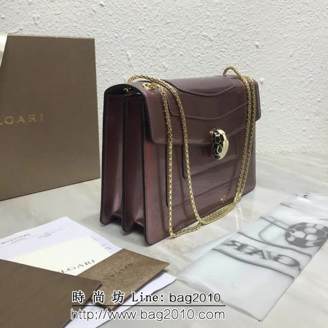 BVLGARI寶格麗 專櫃新品 升級版牛漆皮 雙層蛇頭包 鏈條單肩斜挎包 B35106 FYD1386